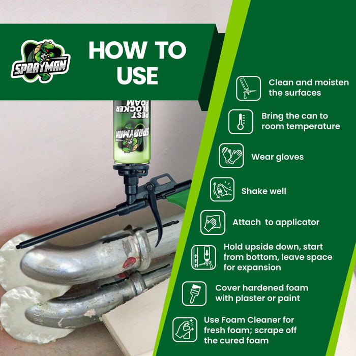 Sprayman Pro Pest Blocker Foam – Gun Foam, 24 oz