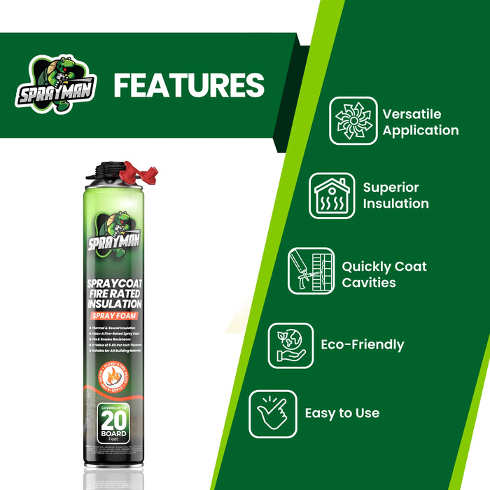 Sprayman Spraycoat Thermal & Sound Insulation Spray Foam, Closed Cell - Fire Rated