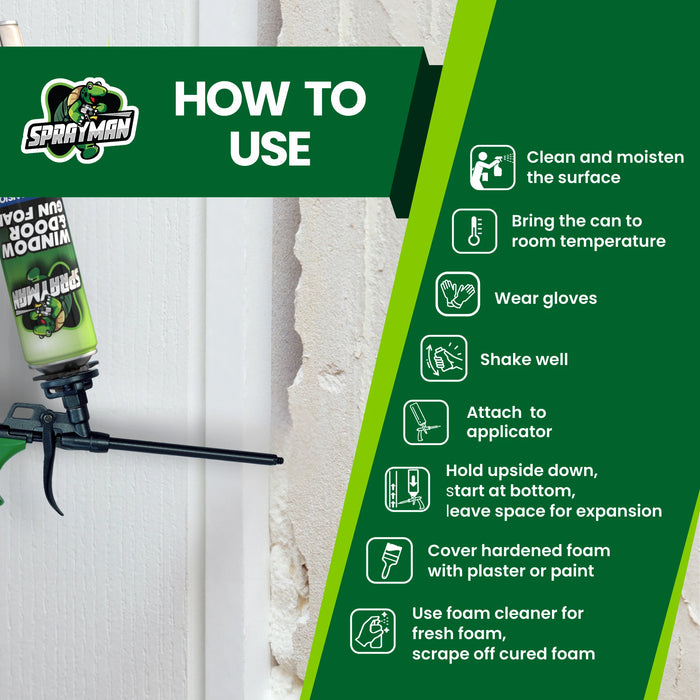 SPRAYMAN Window & Door Low Expansion Spray Foam - Gun Foam, 24 oz