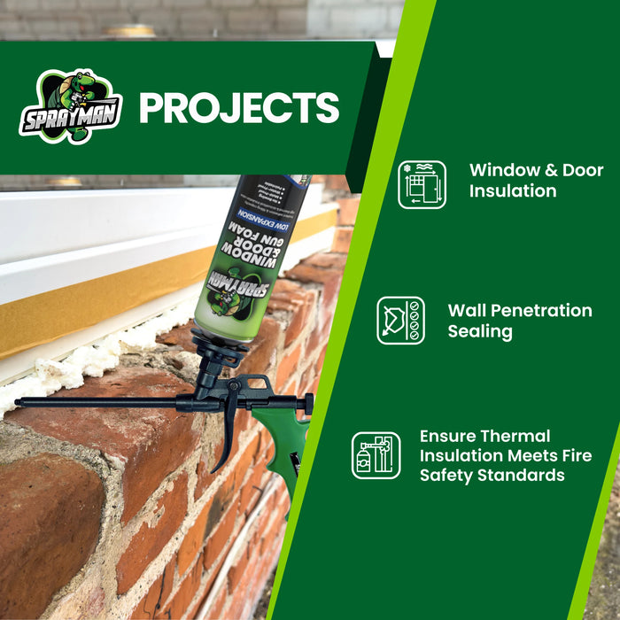 SPRAYMAN Window & Door Low Expansion Spray Foam - Gun Foam, 24 oz