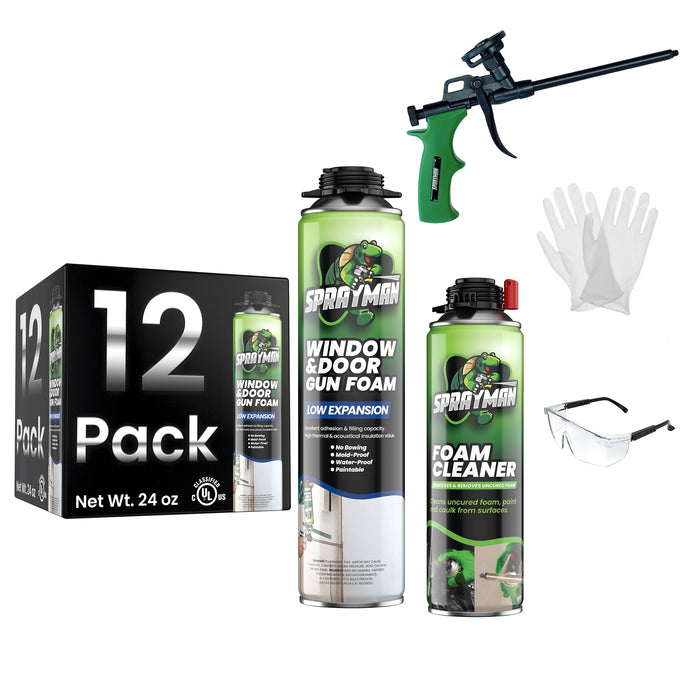 SPRAYMAN Window & Door Low Expansion Spray Foam - Gun Foam, 24 oz