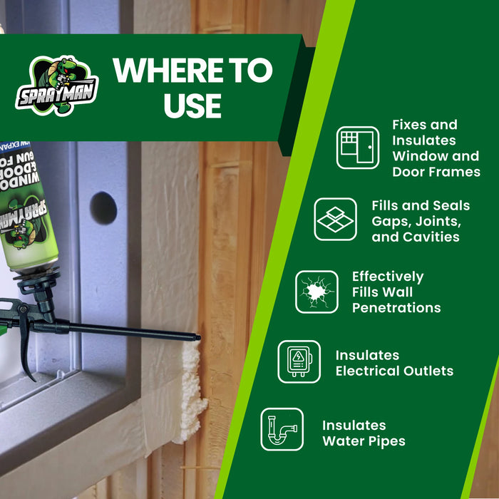 SPRAYMAN Window & Door Low Expansion Spray Foam - Gun Foam, 24 oz