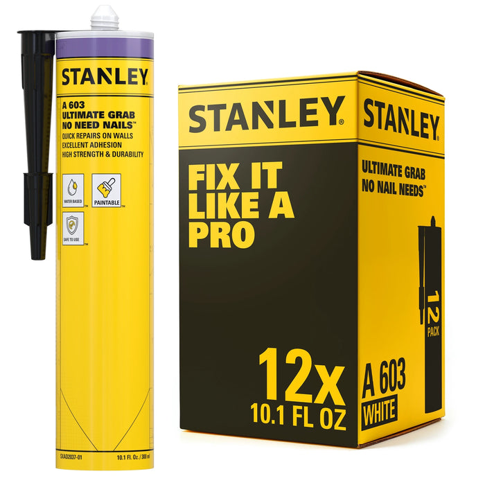 Stanley A603 Ultimate Grab No Need Nails - White, 10.1 fl oz