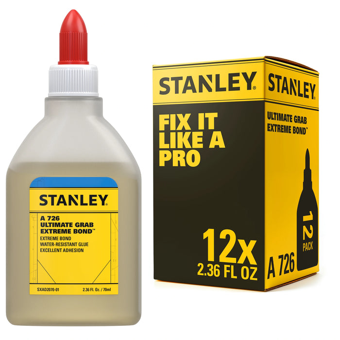 Stanley A726 Ultimate Grab Extreme Bond - Fast Curing Polyurethane Glue, 2.36 fl oz