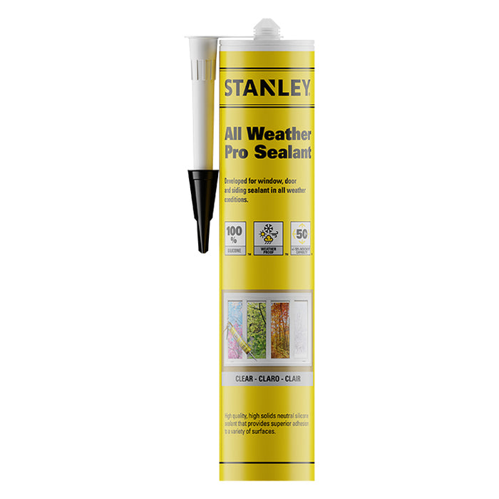 Stanley All Weather Pro Weatherseal Silicone Sealant - Clear 10.1oz