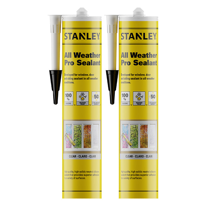 Stanley All Weather Pro Weatherseal Silicone Sealant - Clear 10.1oz
