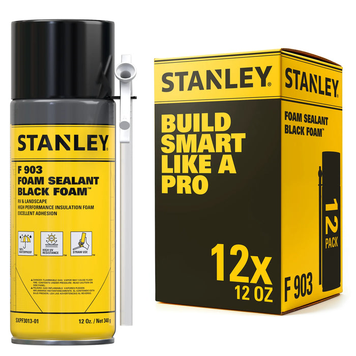 Stanley F903 Black Foam Sealant for Waterfall, Landscaping, and RVs - Straw, 12 oz