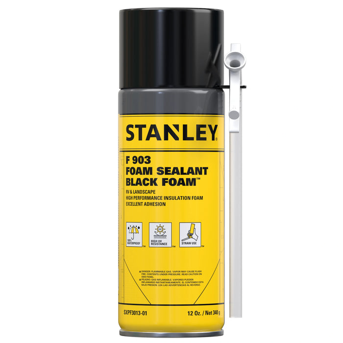 Stanley F903 Black Foam Sealant for Waterfall, Landscaping, and RVs - Straw, 12 oz