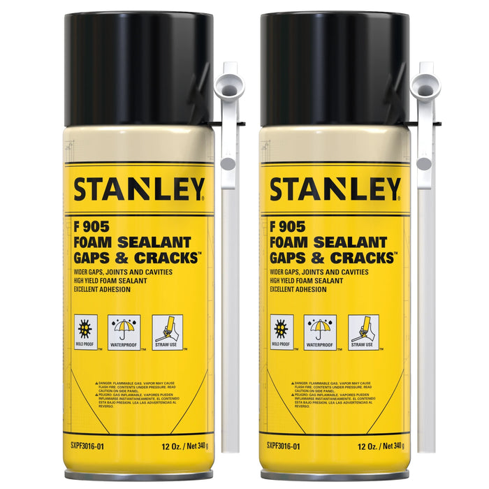 Stanley F905 Gaps & Cracks Polyurethane Foam Sealant with Straw Adapter 12/24 oz