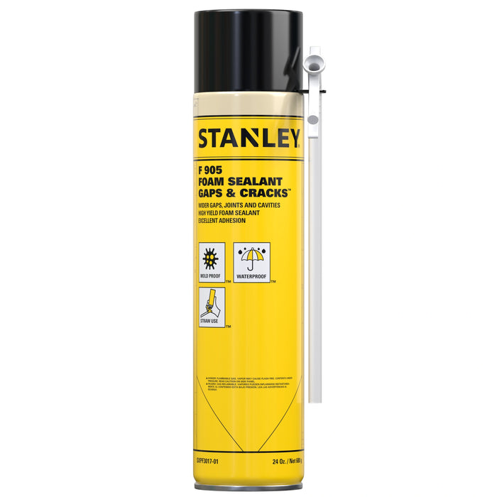 Stanley F905 Gaps & Cracks Polyurethane Foam Sealant with Straw Adapter 12/24 oz