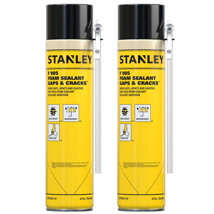 Stanley F905 Gaps & Cracks Polyurethane Foam Sealant with Straw Adapter 12/24 oz