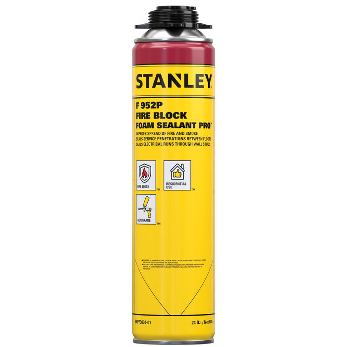 Stanley F952P Orange Fire Block Gun Foam Sealant Pro | Fire-Retardant Insulation 24 oz