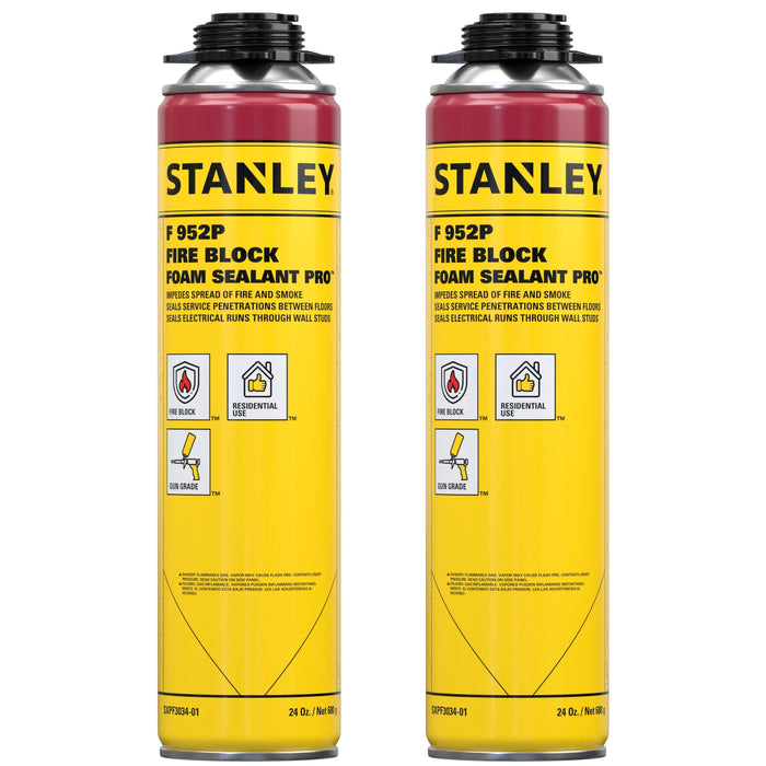 Stanley F952P Orange Fire Block Gun Foam Sealant Pro | Fire-Retardant Insulation 24 oz