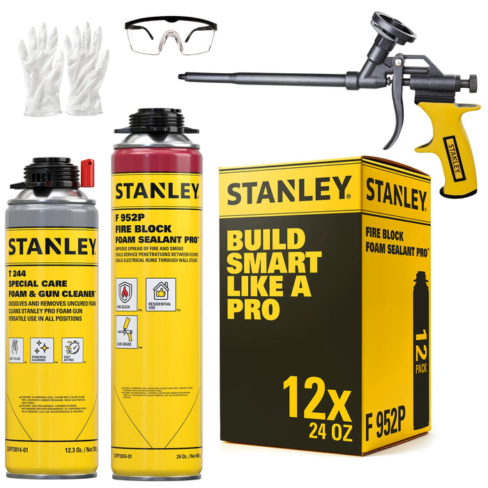 Stanley F952P Orange Fire Block Gun Foam Sealant Pro | Fire-Retardant Insulation 24 oz
