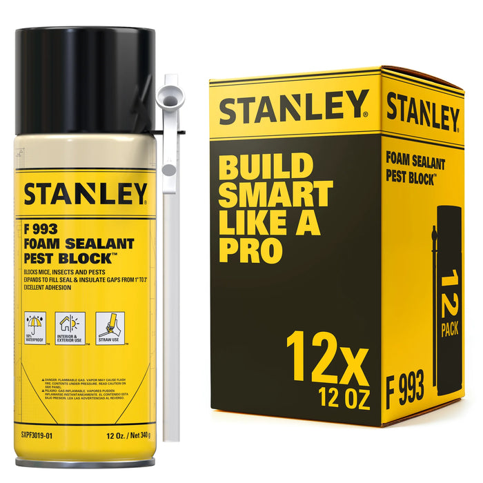 Stanley F993 Pest Blocker Foam Sealant with Straw Adapter, 12 oz