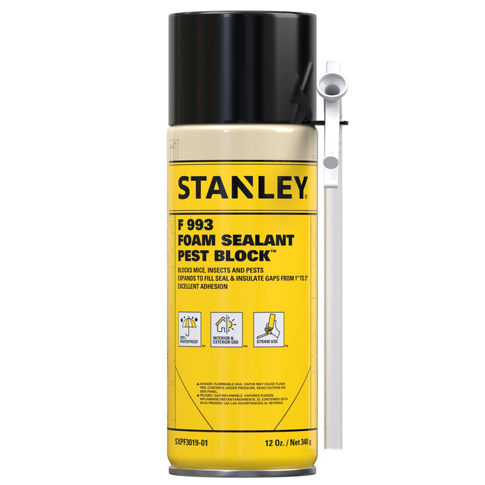 Stanley F993 Pest Blocker Foam Sealant with Straw Adapter, 12 oz