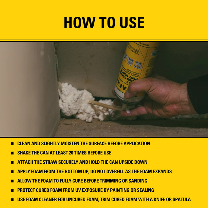 Stanley F993 Pest Blocker Foam Sealant with Straw Adapter, 12 oz