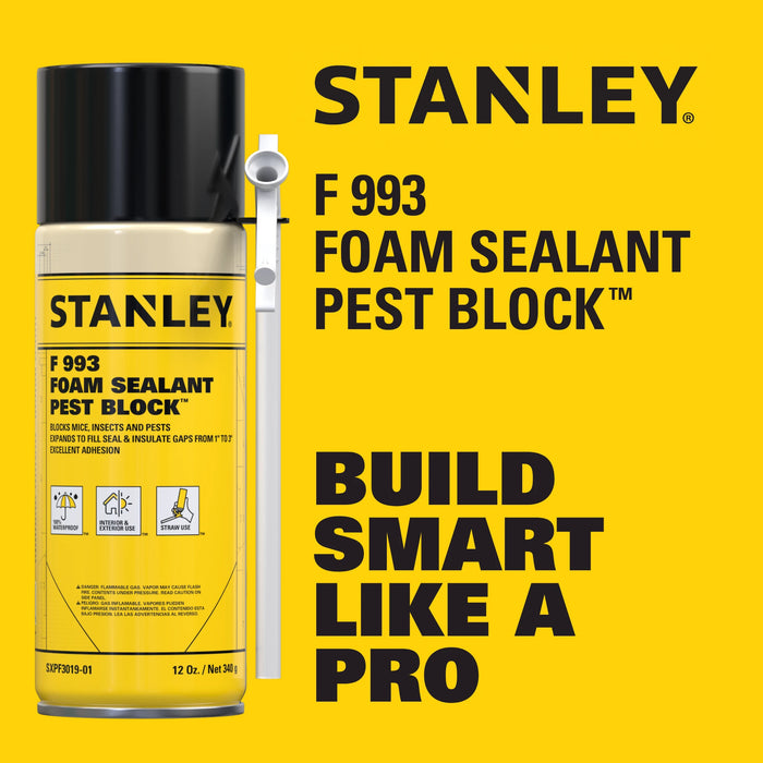 Stanley F993 Pest Blocker Foam Sealant with Straw Adapter, 12 oz