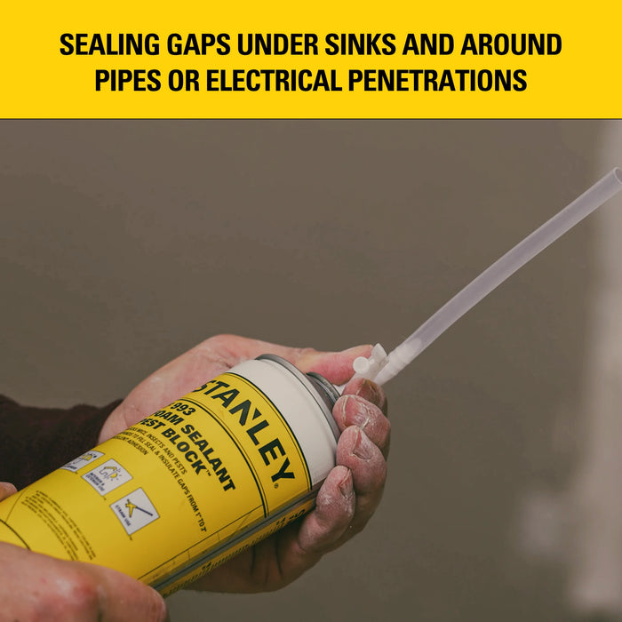 Stanley F993 Pest Blocker Foam Sealant with Straw Adapter, 12 oz