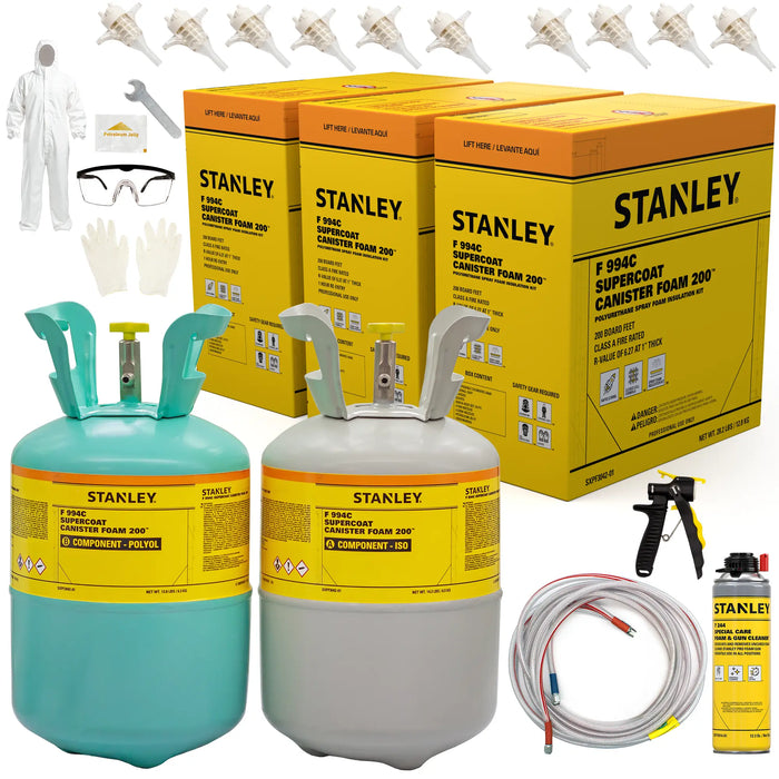 Stanley F994C Supercoat Canister Foam 200™ - Two Component Spray Foam Insulation Kit (200 board feet) - Class A Fire Rated, Closed Cell
