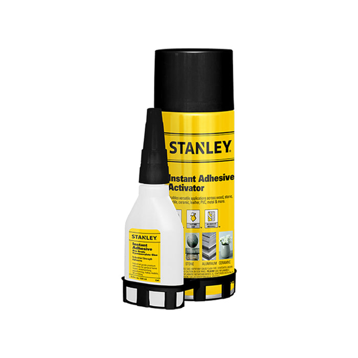 Stanley Instant Adhesive Set - Glue with Activator Bundle - Cyanoacrylate Adhesive