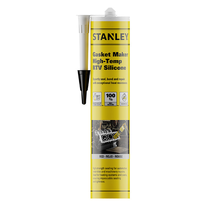 Stanley High Temp Gasket Maker - RTV Silicone Sealant - Red, 10.1oz