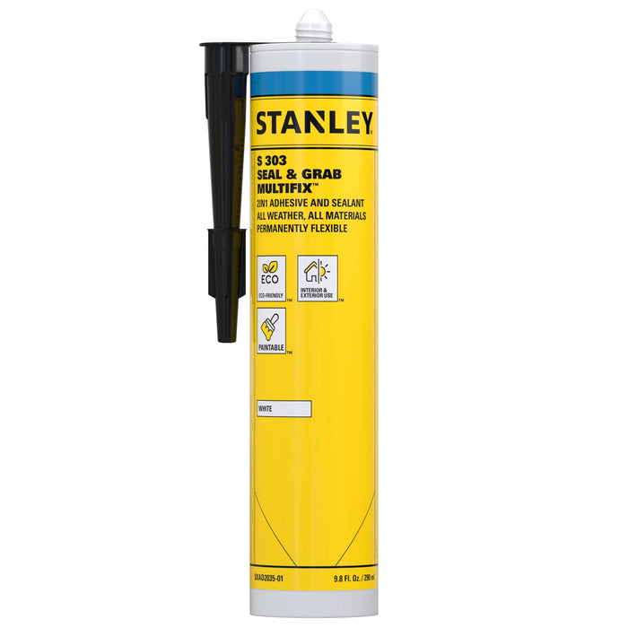 Stanley S303 Seal & Grab Multifix Adhesive & Sealant - White, 9.8 fl oz