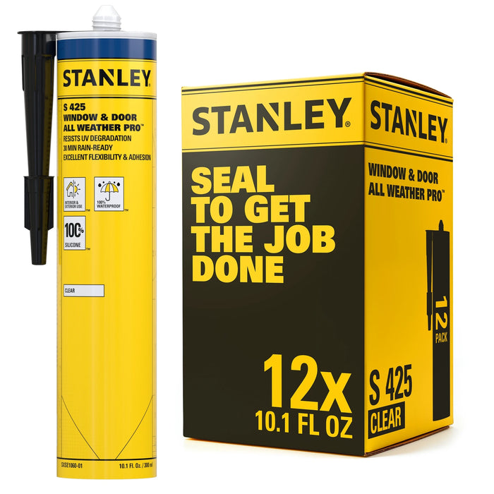 Stanley S425 Window & Door All Weather Pro Silicone Sealant - Clear, 10.1 oz