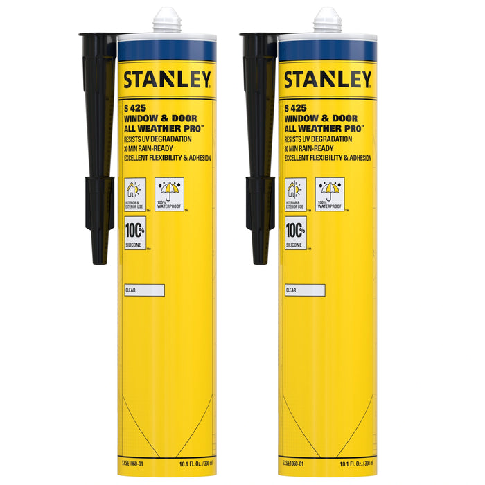 Stanley S425 Window & Door All Weather Pro Silicone Sealant - Clear, 10.1 oz