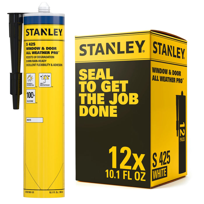 Stanley S425 Window & Door All Weather Pro Silicone Sealant - Clear, 10.1 oz