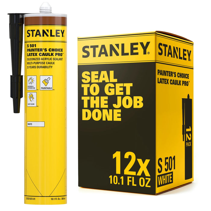 Stanley S501 Painter's Choice Latex Caulk Pro - Siliconized Sealant, 10.1 fl oz