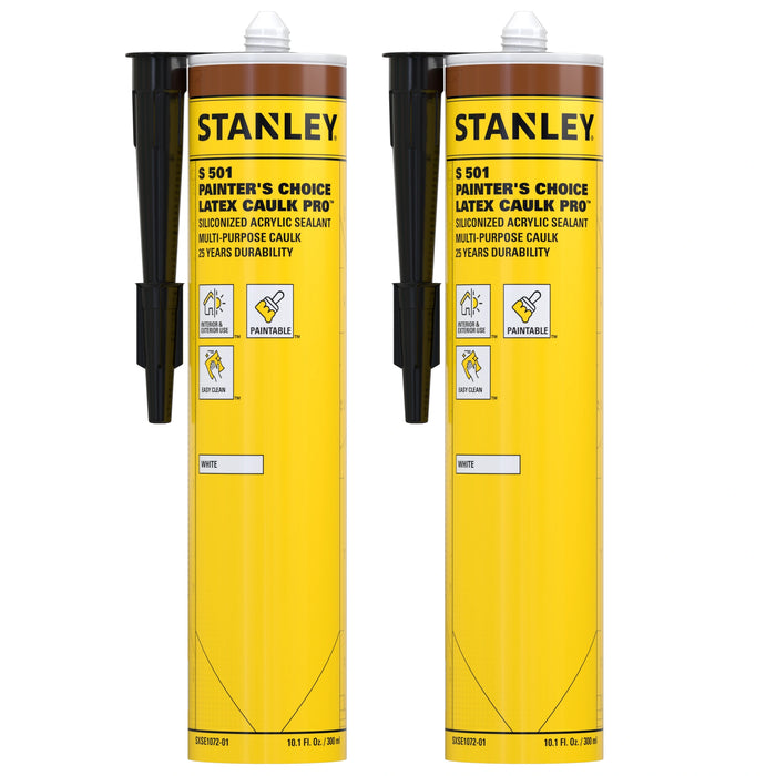 Stanley S501 Painter's Choice Latex Caulk Pro - Siliconized Sealant, 10.1 fl oz