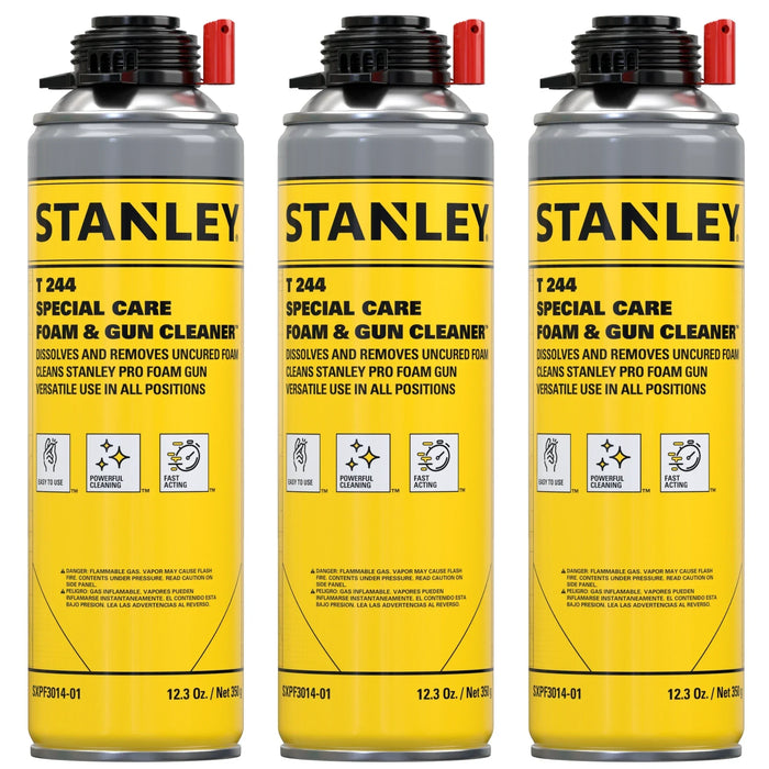 Stanley T244 Polyurethane Foam Cleaner & FoamGun Cleaner, 12.3oz