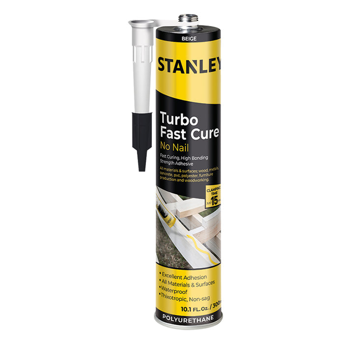Stanley Turbo Fast Cure No Nail Polyurethane Adhesive Beige 10.1oz