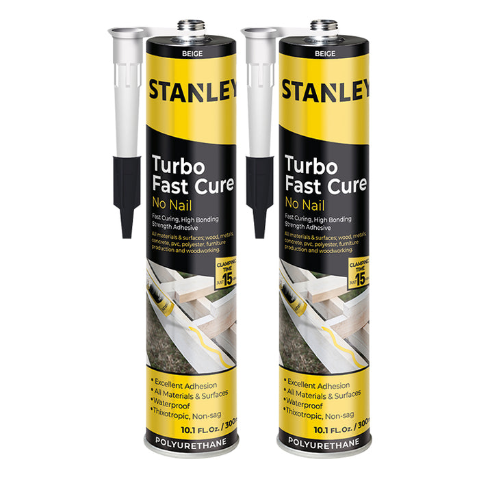 Stanley Turbo Fast Cure No Nail Polyurethane Adhesive Beige 10.1oz