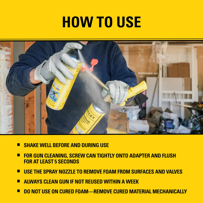 Stanley T244 Polyurethane Foam Cleaner & FoamGun Cleaner, 12.3oz