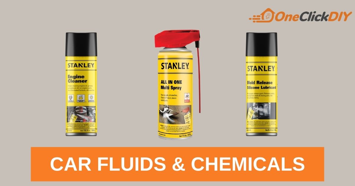 Stanley automotive sprays including engine cleaner, mold release, and multi-purpose lubricant – Car Fluids & Chemicals collection at OneClickDIY.