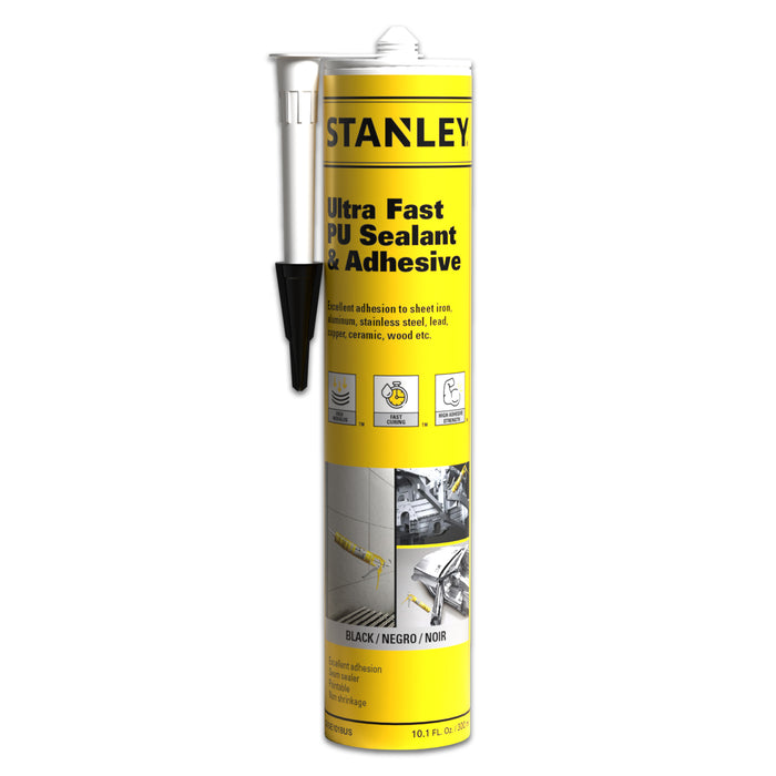 Stanley Ultra Fast Polyurethane Sealant & Adhesive - White/Black/Grey, 10.1oz