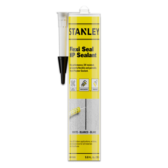 Stanley Flexi Seal - Hybrid Polymer Joint Sealant - RV Roof Sealant - White, 9.8 fl oz