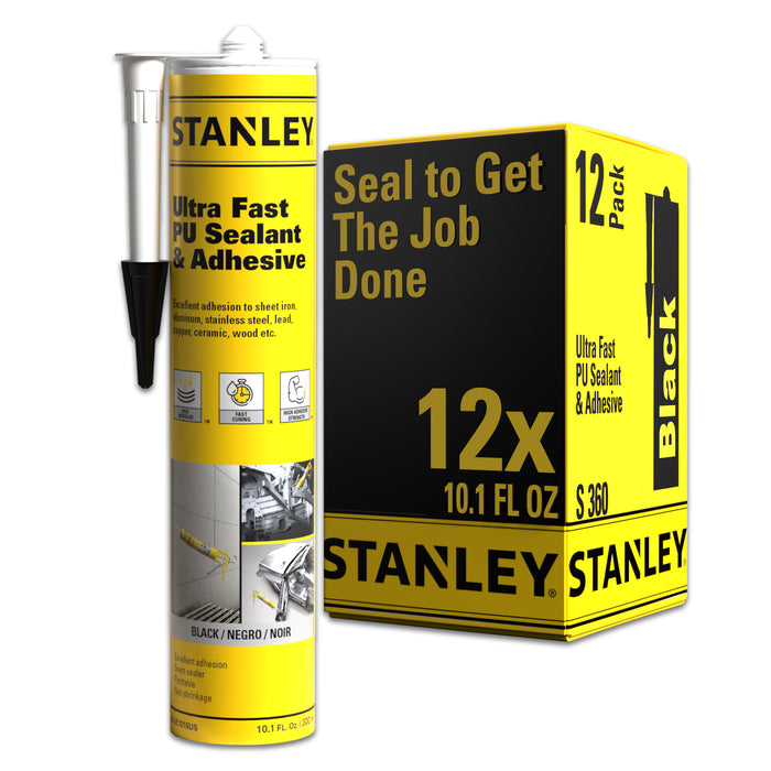 Stanley Ultra Fast Polyurethane Sealant & Adhesive - White/Black/Grey, 10.1oz