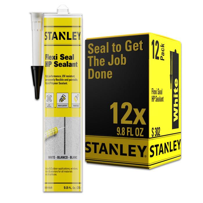 Stanley Flexi Seal - Hybrid Polymer Joint Sealant - RV Roof Sealant - White, 9.8 fl oz