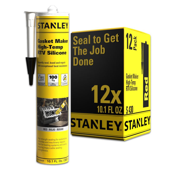 Stanley High Temp Gasket Maker - RTV Silicone Sealant - Red