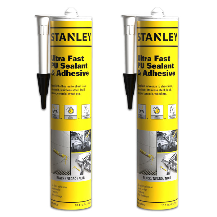 Stanley Ultra Fast Polyurethane Sealant & Adhesive - White/Black/Grey, 10.1oz