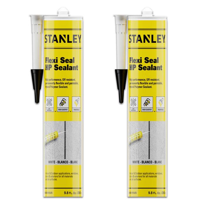 Stanley Flexi Seal - Hybrid Polymer Joint Sealant - RV Roof Sealant - White, 9.8 fl oz