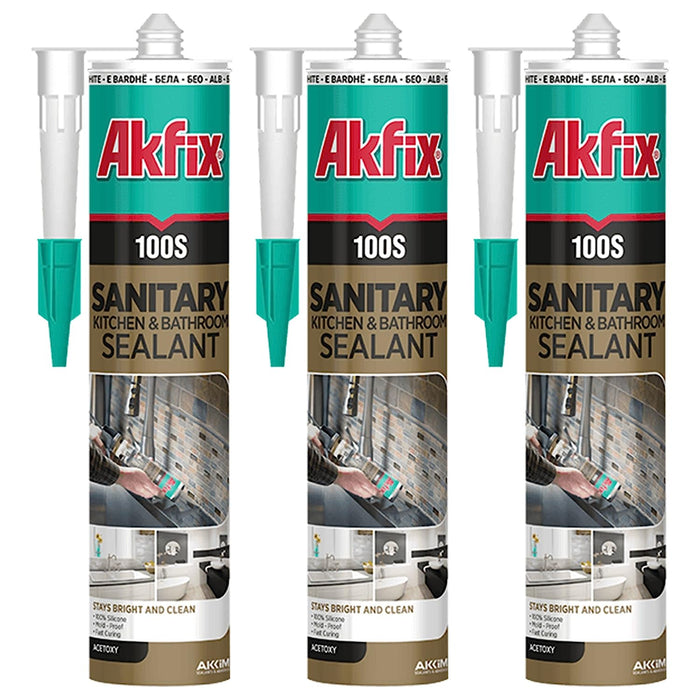 Akfix 100S Sanitary Kitchen & Bathroom Silicone Sealant 10.1 fl oz