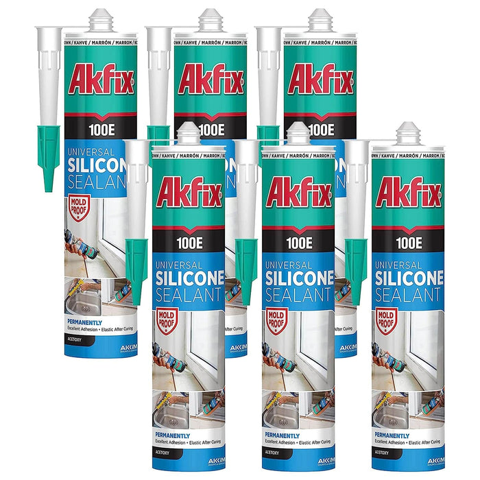 Akfix 100E Universal Silicone Sealant - 6 Pack