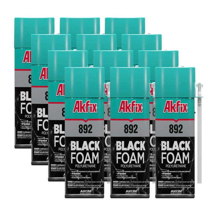 Akfix 892 Black Foam Sealant & Adhesive (Straw) - 12 Pack