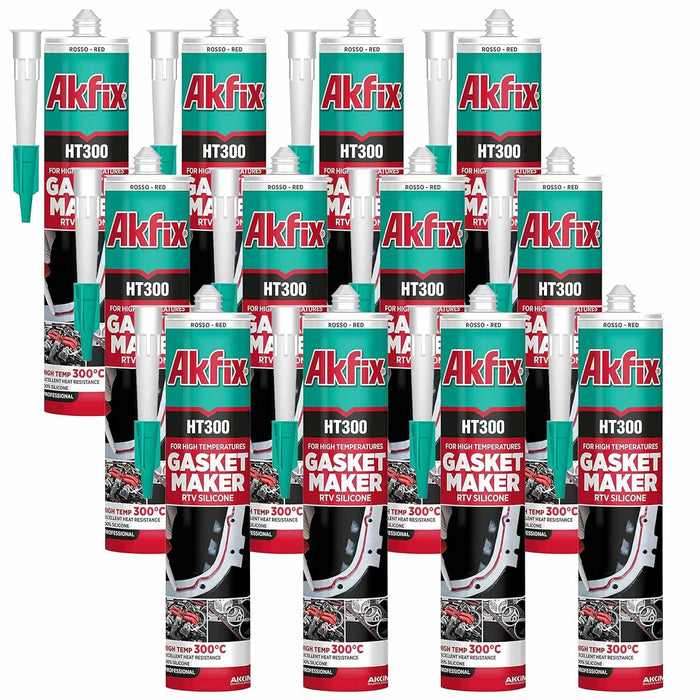 Akfix HT300 High Temp Gasket Maker, Red - 12 Pack