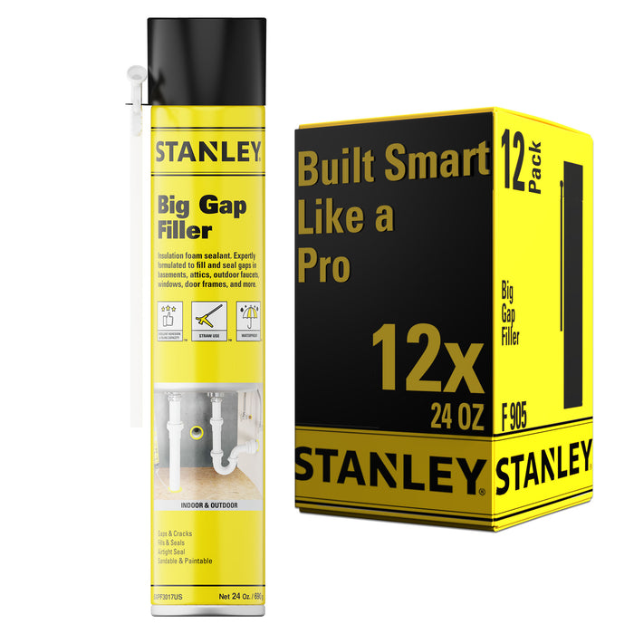 Stanley Big Gap Filler Polyurethane Straw Foam Sealant, 24oz