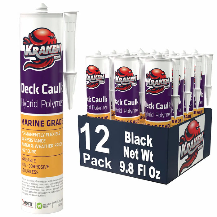 Kraken Bond Deck Caulk Black Marine Sealant - 12 Tube